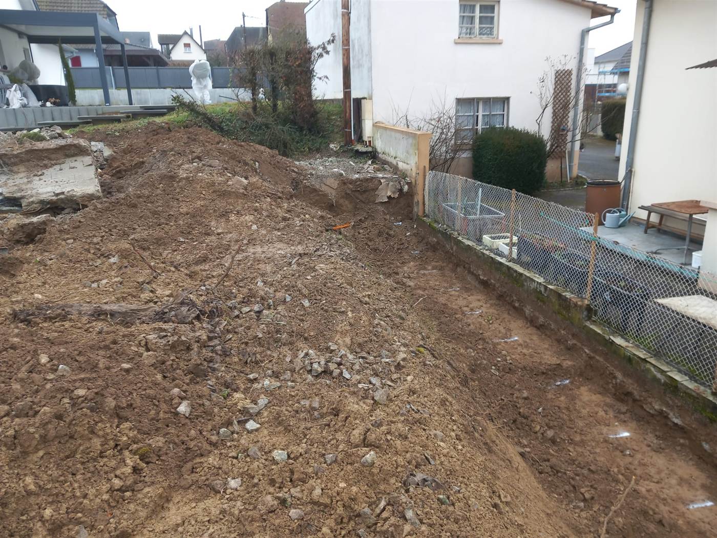 Chantier récent — préparation de fondations par Kréa Concept dans le Haut-Rhin